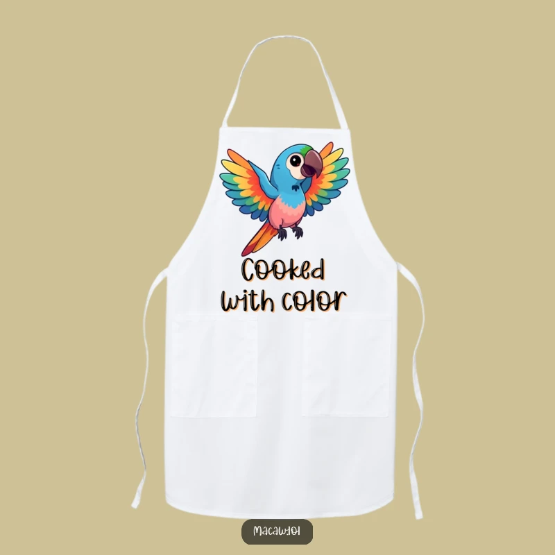 Funny Kawaii Macaw Apron: Vibrant Kitchen Art, Delightful Gift