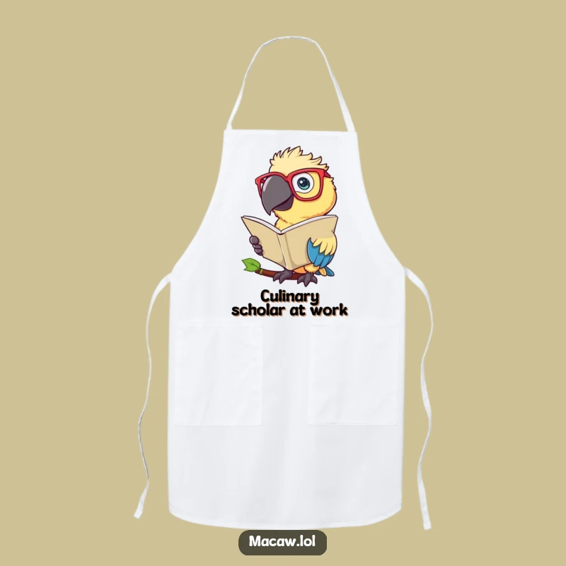 Funny Macaw Scholar Apron: Kitchen Smarts with a Bookish Bird