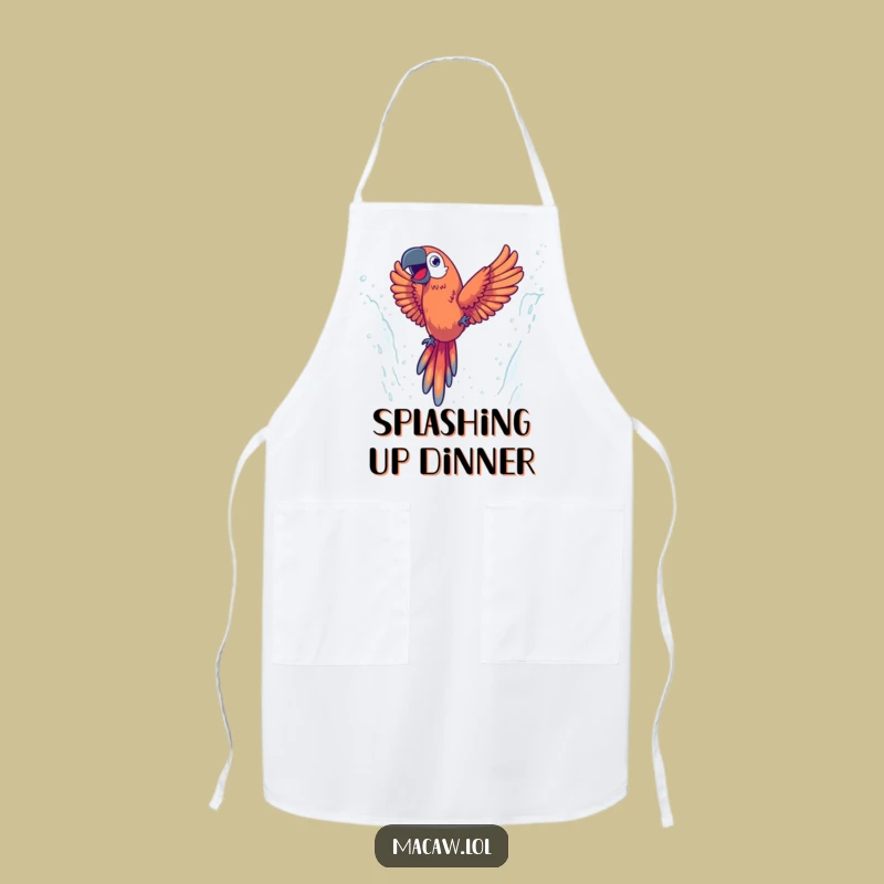 Funny Energetic Macaw Apron, Dive into Culinary Adventures