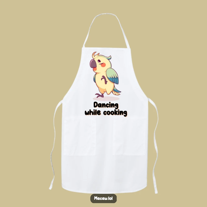 Funny Joyful Macaw Apron, Dance Through Your Kitchen Tasks