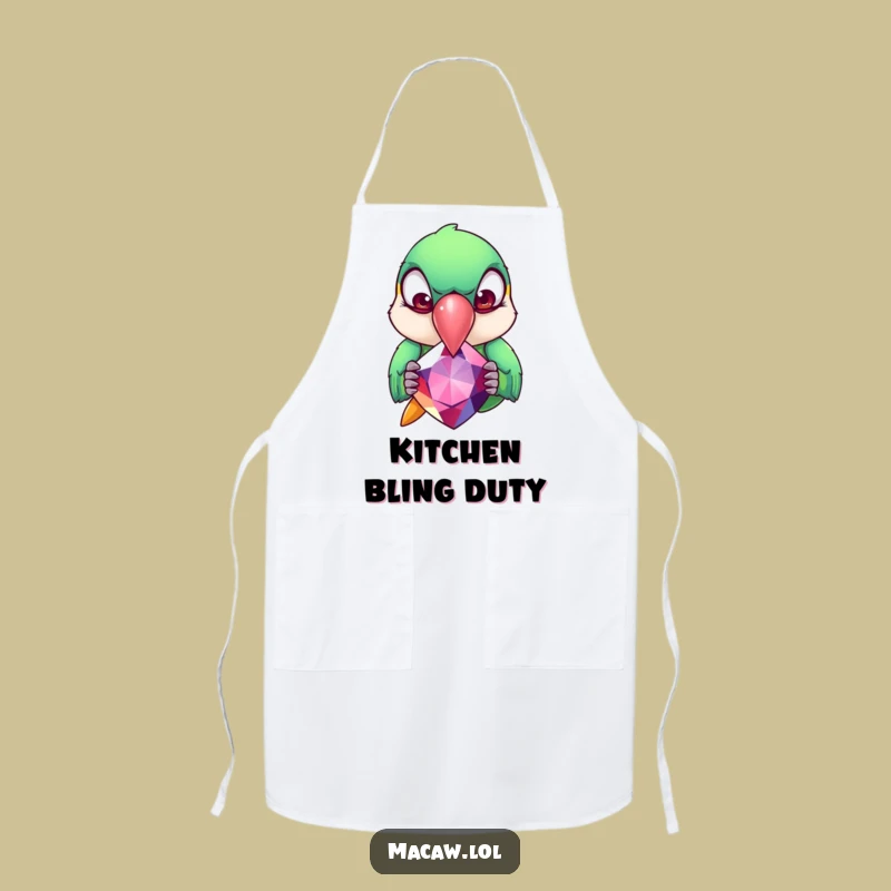 Funny Macaw Gemstone Apron: Chef's Hilarious Kitchen Jewel Hunter