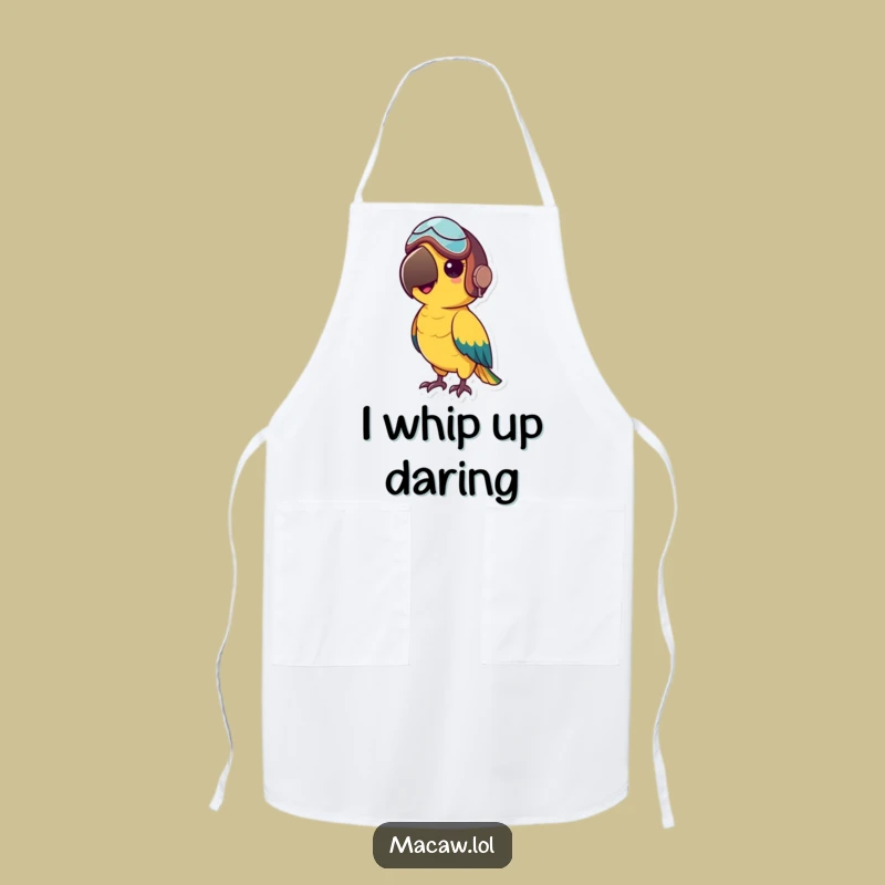 Funny Macaw Aviator Apron: Cook with courage, a humorous and practical funny gift.