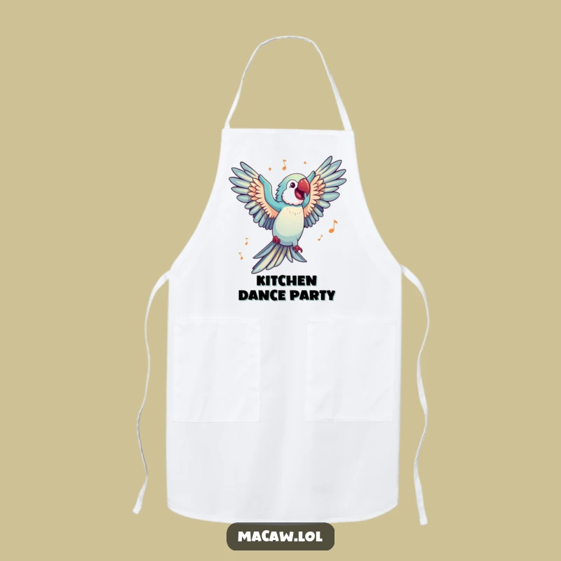 Funny Dancing Macaw Apron: Kitchen Moves, Music Chef Gift