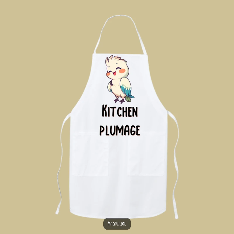 Funny Macaw Apron: Happy Preening Parrot - Kitchen Gift!