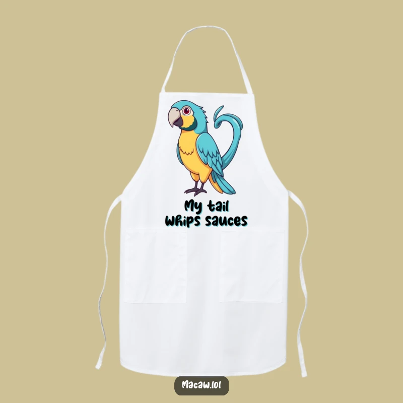 Funny Curly Tail Macaw Apron: Cook with Playful Bird Style