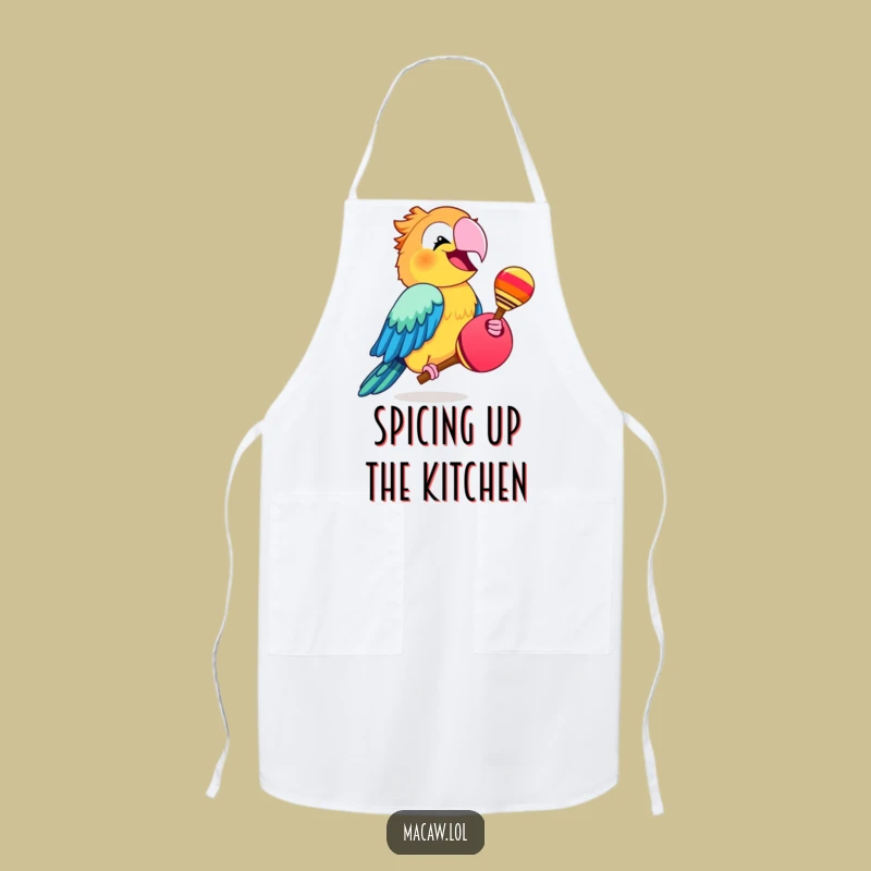 Funny Macaw Maraca Apron - Fiesta Bird Kitchen Fun