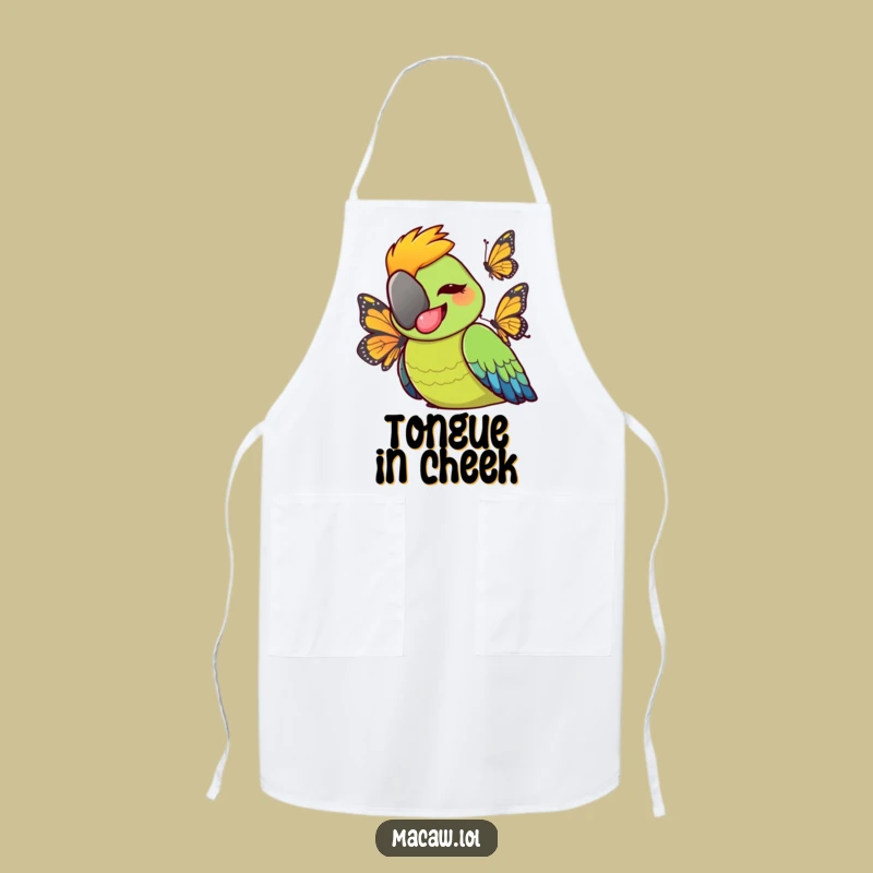 Funny Cheeky Macaw Tongue Out Apron - Cook with Playful Sass!
