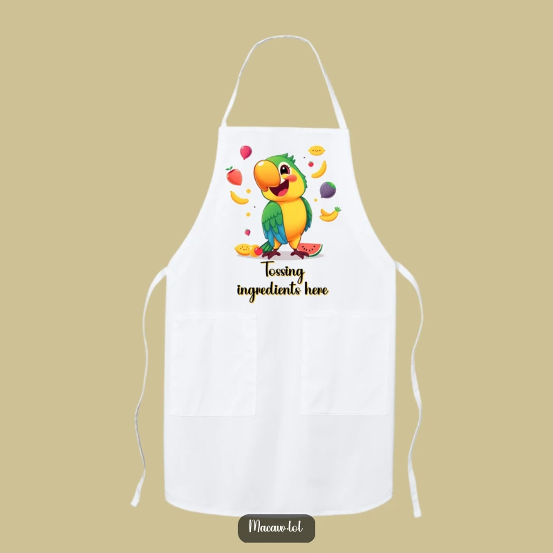 Funny Macaw Apron: Smiling Juggler, Kitchen Fun, Cooking Gift