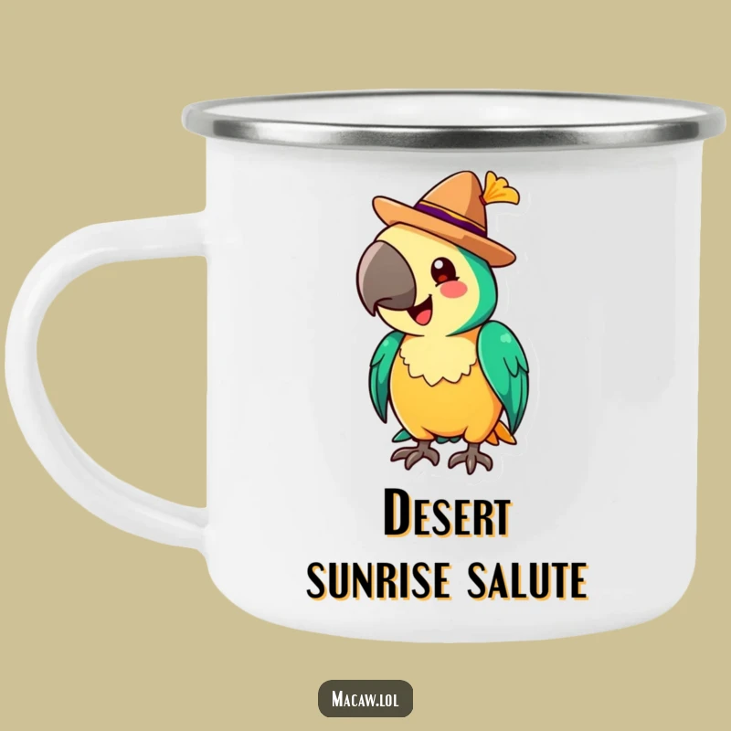 Funny Macaw Sombrero Camping Mug: Fiesta Adventure Cup, Gift