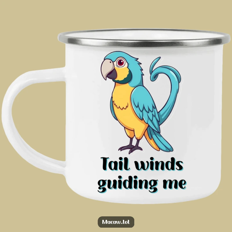 Funny Curly Tail Macaw Camping Mug: Playful Adventures, Hilarious Sips