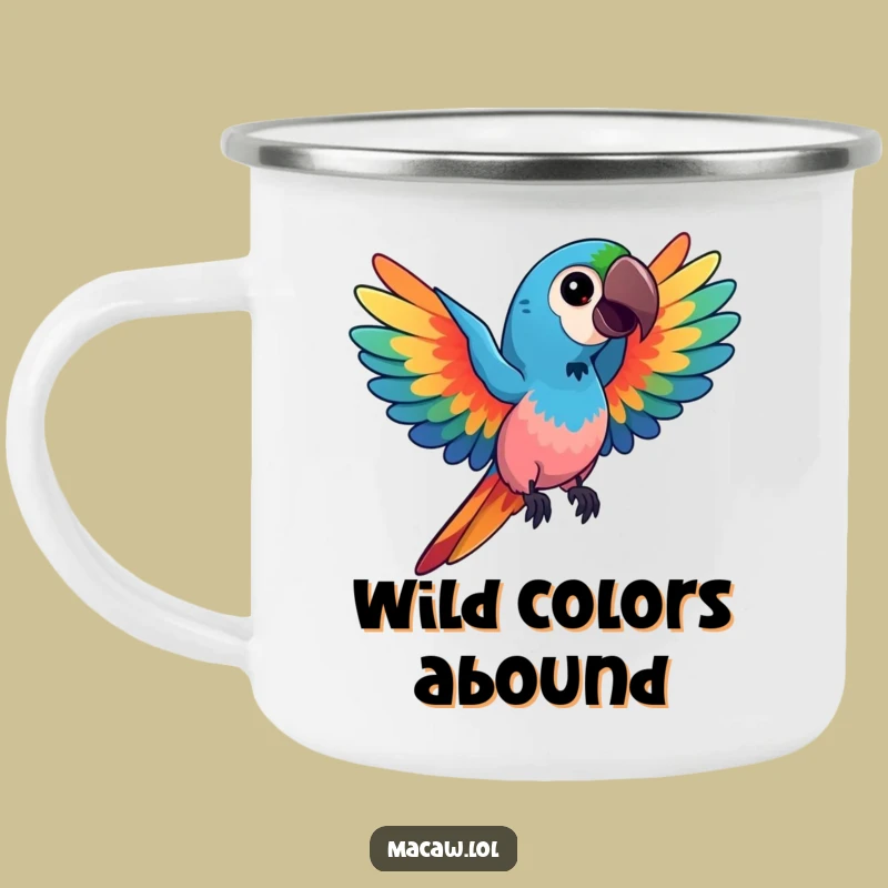 Funny Kawaii Macaw Camping Mug: Outdoor Art Adventure, Great Gift
