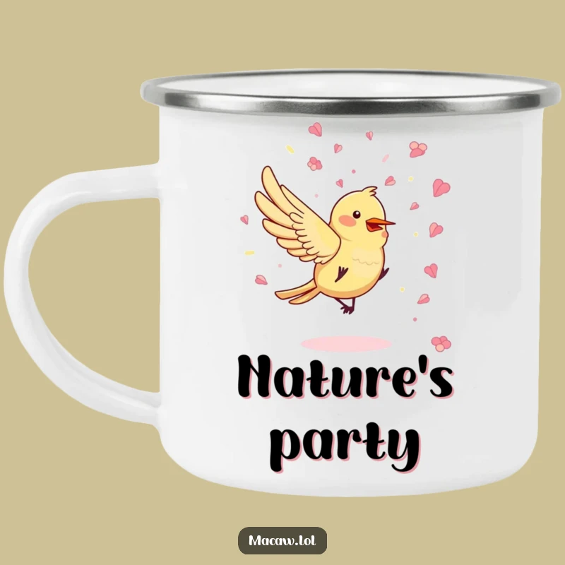 Funny Petal Party Camping Mug: Celebrate Outdoors with Confetti