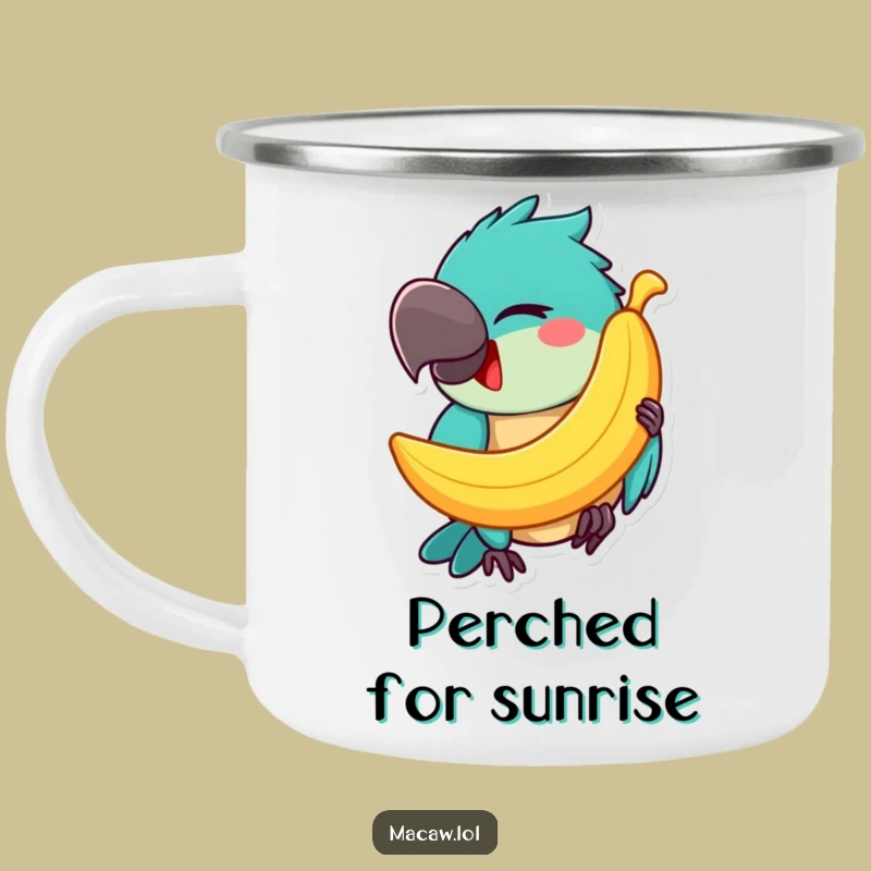 Funny Macaw Banana Balancing Camping Mug: Adventure Fuelled by Humor