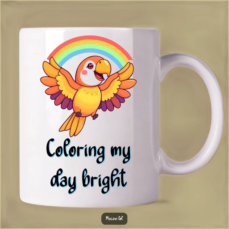 Funny Macaw Rainbow Mug: Cheerful Bird Art, Vibrant & Funny Gift Idea