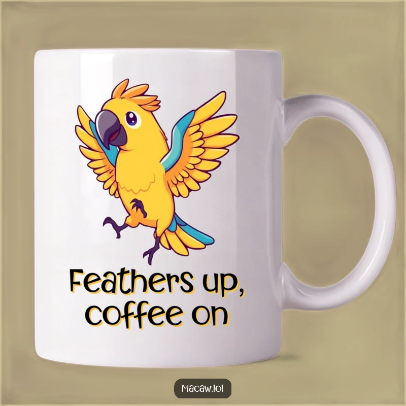 Funny Macaw Dancer Mug: A Stylized Bird's Energetic Moves, The Perfect Funny Gift