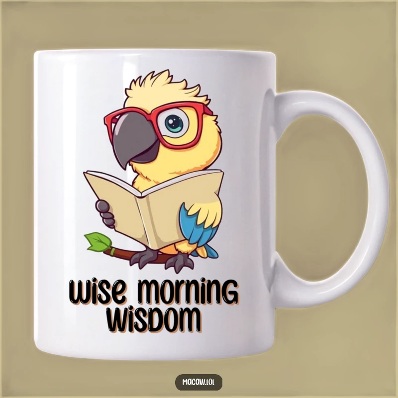 Funny Macaw Reading Mug: Intellectual Bird Gift for Book Lovers