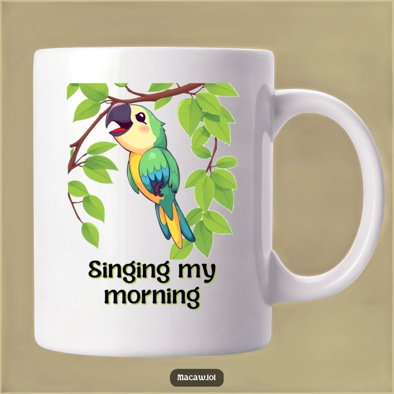 Funny Macaw Swinging Singing Mug - Joyful Bird Gift, Perfect for Happy Vibes