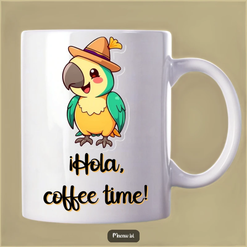 Funny Macaw Sombrero Mug: Cheerful Fiesta Greeting, Perfect Gift