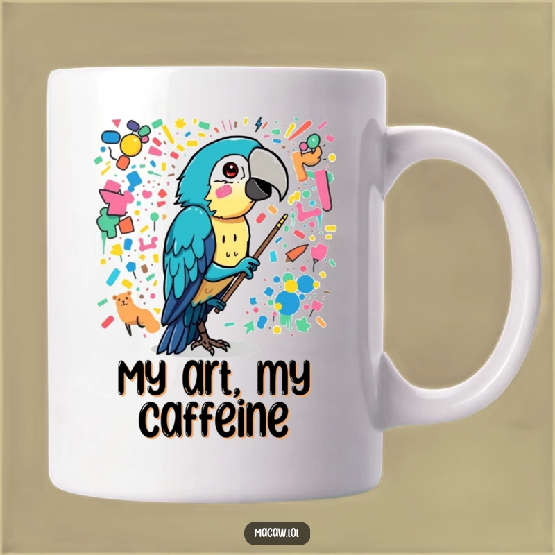 Funny Macaw Artist Mug - Chaotic Mural Painting Bird Gift!