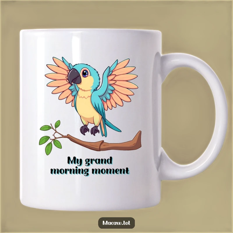Funny Dramatic Macaw Mug: Posed Bird's Grand Display Gift