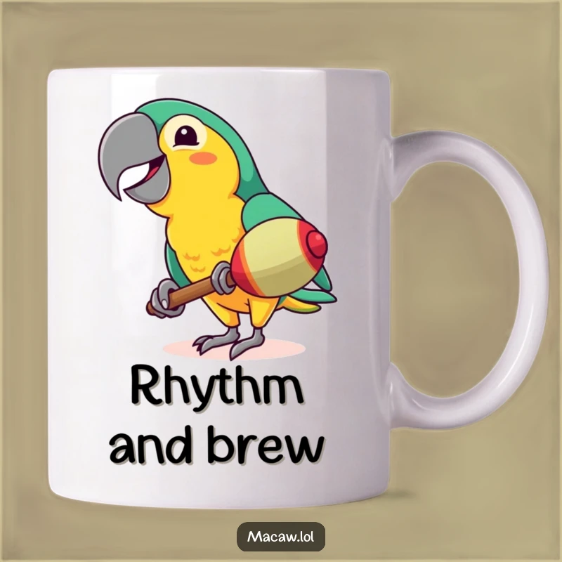 Funny Macaw Maraca Dancer Mug - Hilarious Tropical Bird Coffee Cup Gift