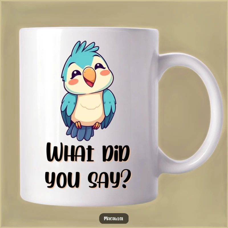Funny Kawaii Macaw Mug: Silly Bird Expression, Perfect Humorous Gift