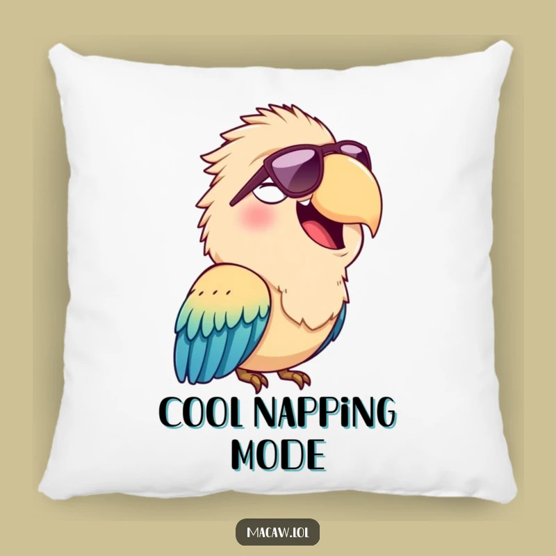 Funny Sunglasses Macaw Pillow: Soft, Cheerful Bird Accent Gift
