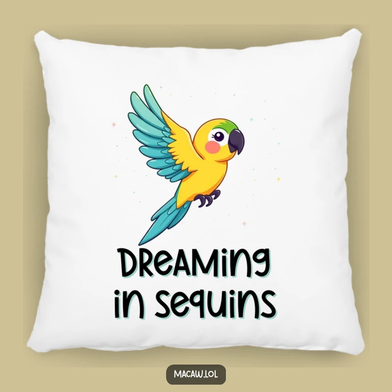 Funny Macaw Glitter Pillow: Add Hilarious Sparkle to Your Cozy Space