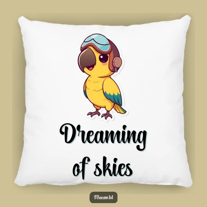 Funny Macaw Aviator Pillow: Cuddle up with adventure, a soft and humorous funny gift.