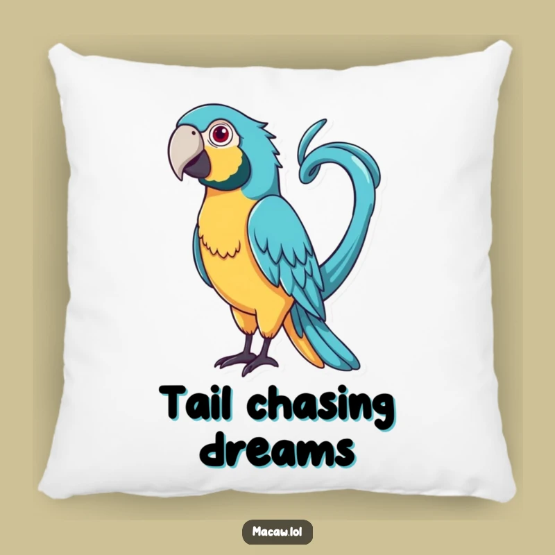 Funny Curly Tail Macaw Pillow: Comfy Humor with a Playful Bird