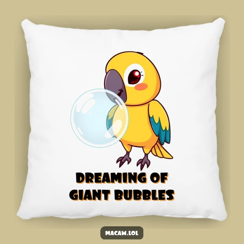 Funny Determined Macaw Bubble Pillow - Cozy Humorous Accent for Rooms