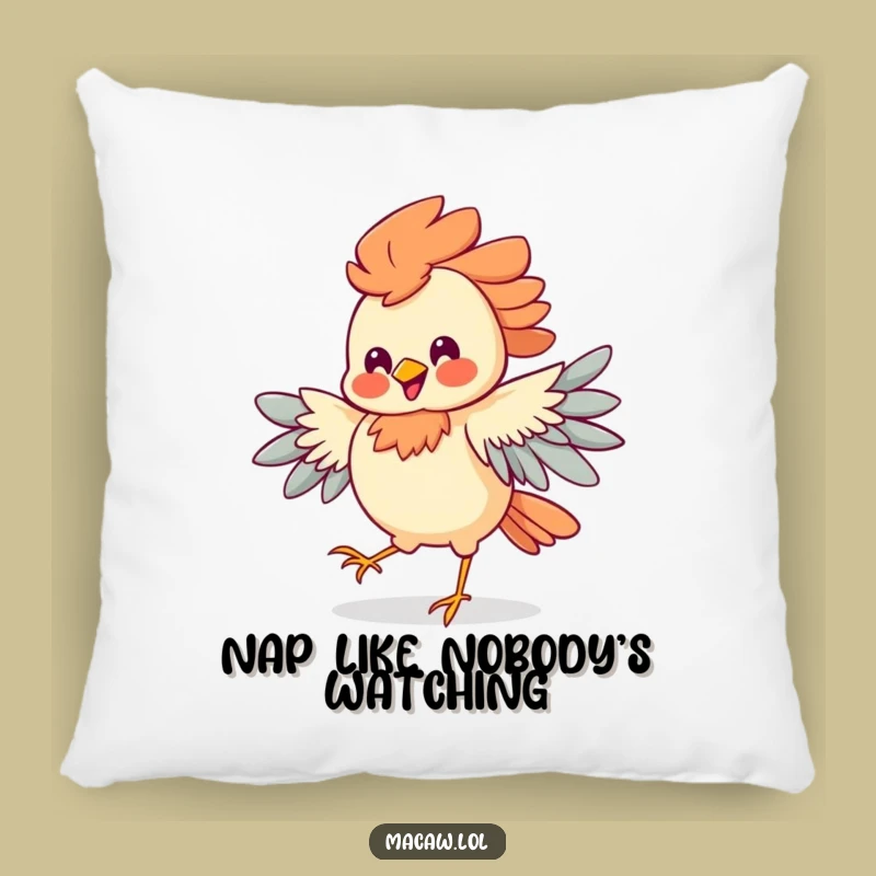 Funny Jigging Bird Pillow: Soft Cushion with a Dancing Bird and Silly Grin