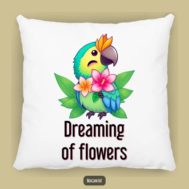Funny Macaw Flower Pillow - Tropical Accent, Cozy Nature Gift