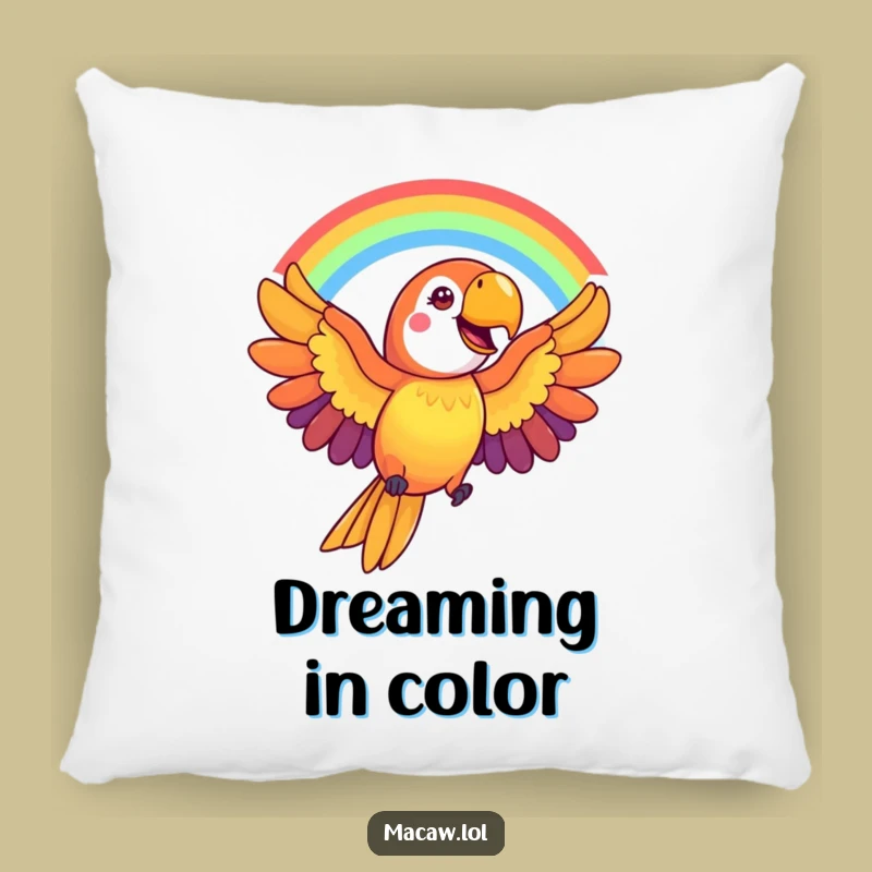 Funny Macaw Rainbow Pillow: Cozy Bird Cushion, Cheerful & Colorful Gift
