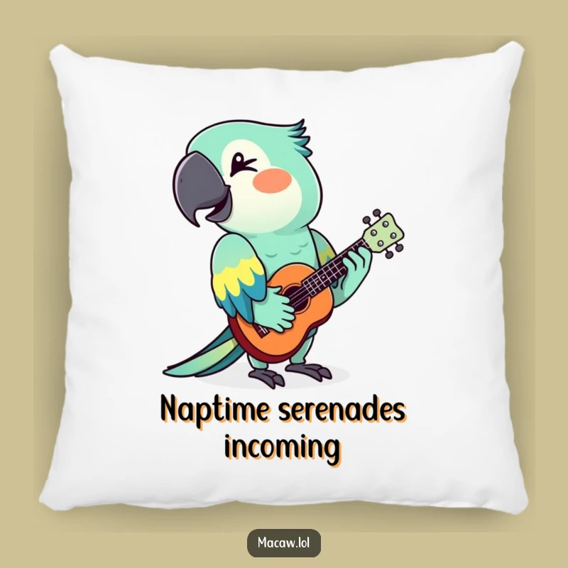 Funny Macaw Ukulele Pillow: Comfy Tropical Bird Accent for Your Sofa