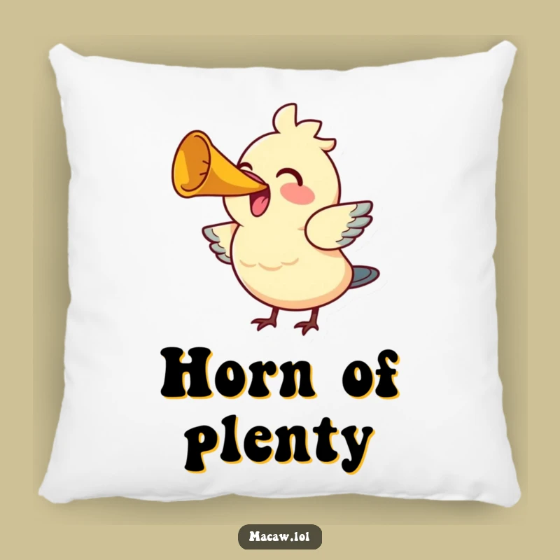 Funny Joyful Bird Horn Pillow - Cheerful Avian Music Decor Gift