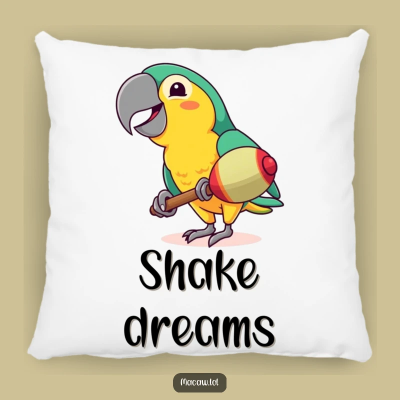 Funny Macaw Maraca Pillow - Hilarious Tropical Bird Accent Decor Gift