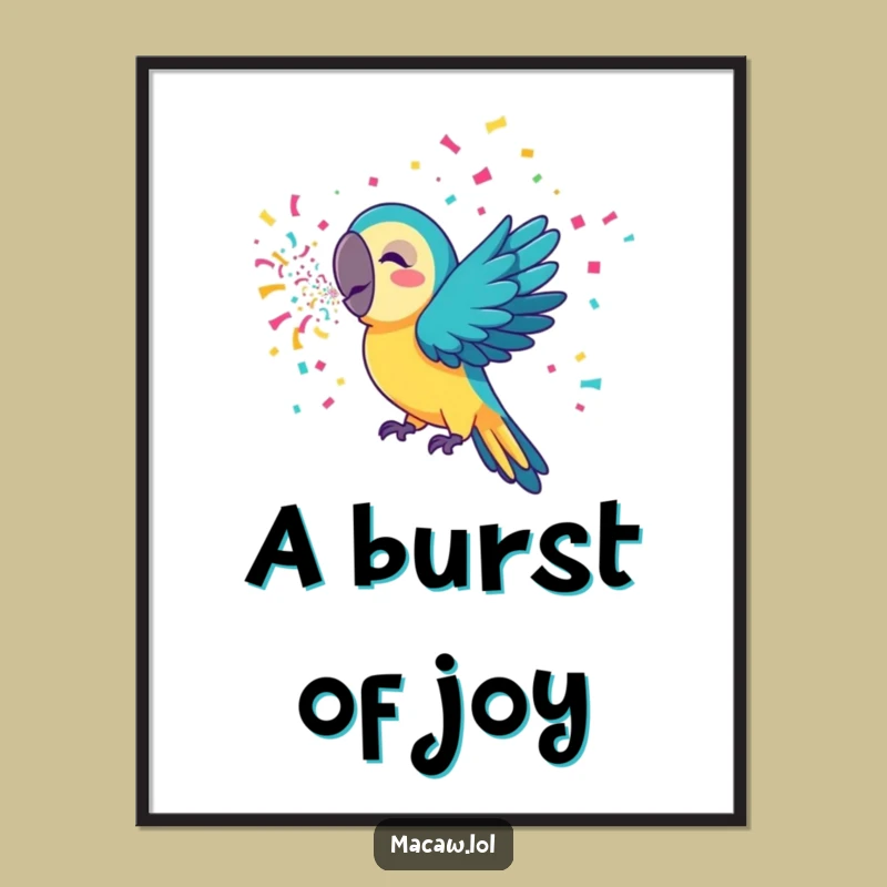 Funny Confetti Macaw Digital Art: Instant Joyful Bird Celebration