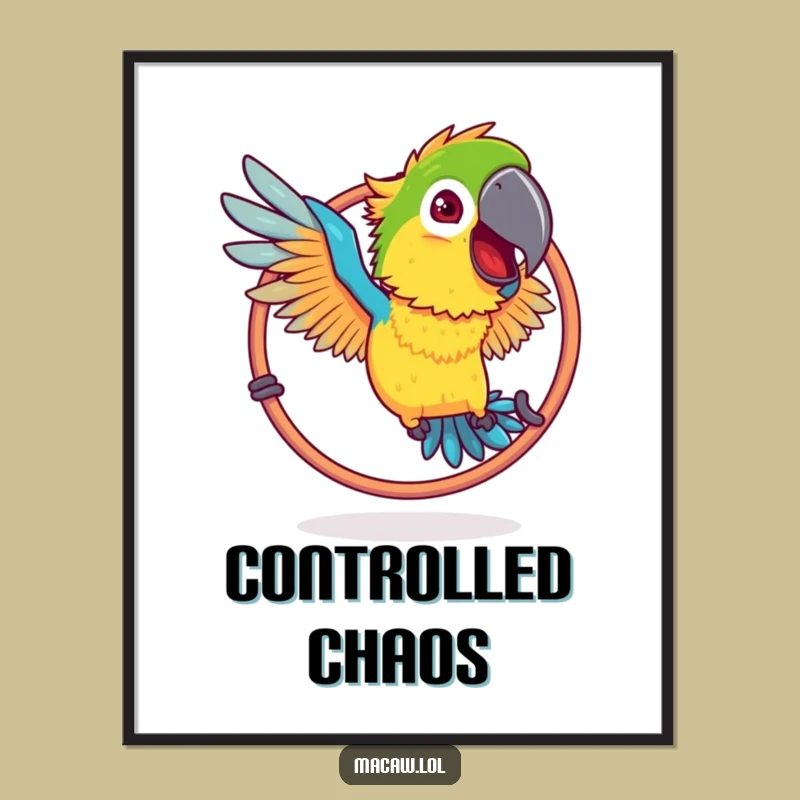 Funny Ruffled Macaw Hoop Digital Art: Hilarious Bird Action for Instant Smiles
