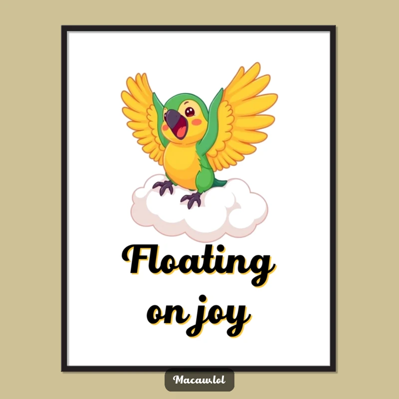 Funny Macaw Cloud Digital Art: Instant Whimsical Wall Decor