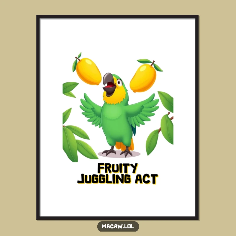 Funny Macaw Juggling Art Print - Tropical Bird Download, Instant Humorous Decor