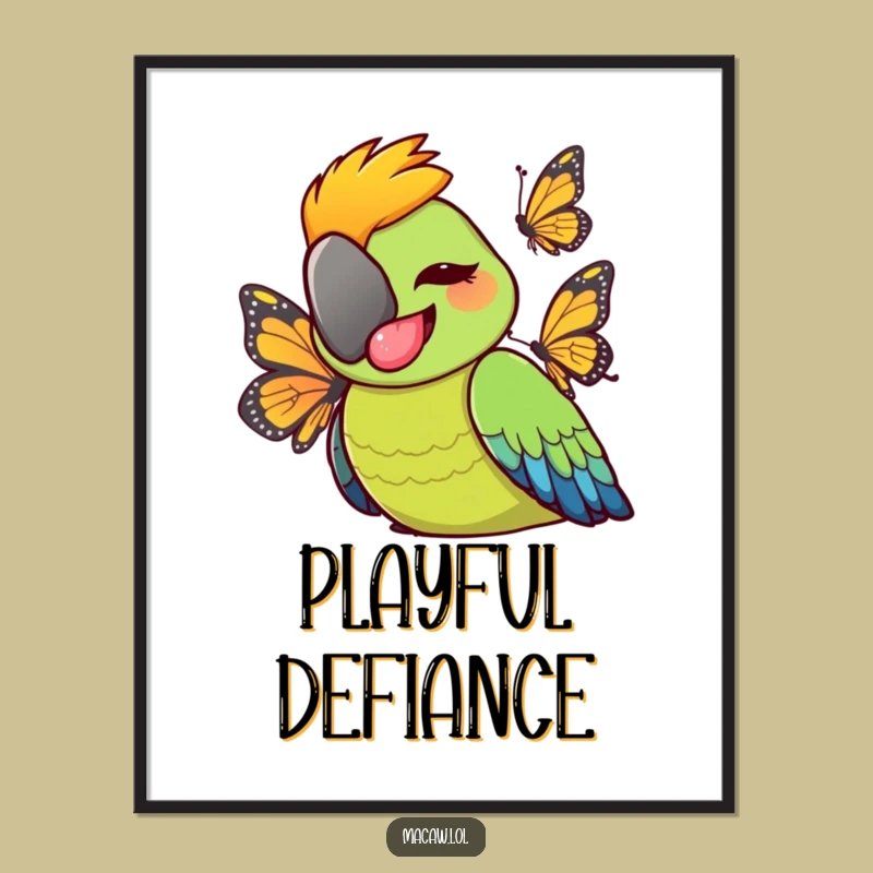 Funny Cheeky Macaw Tongue Out Digital Art - Instant Playful Download
