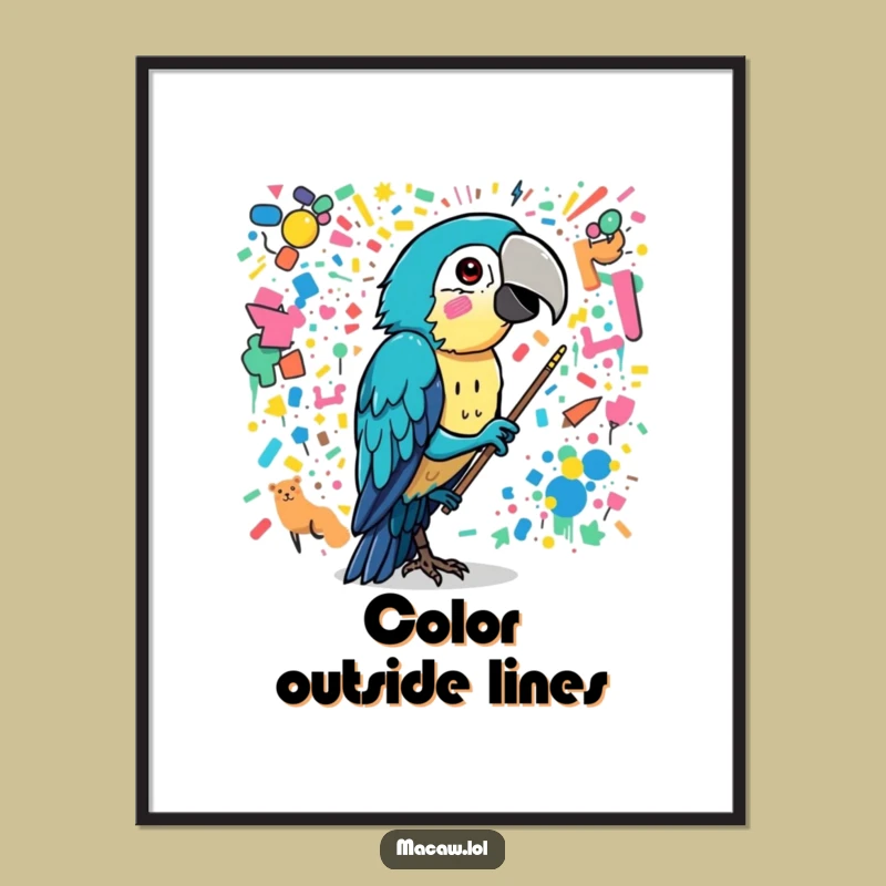 Funny Macaw Artist Digital Art - Chaotic Mural Decor