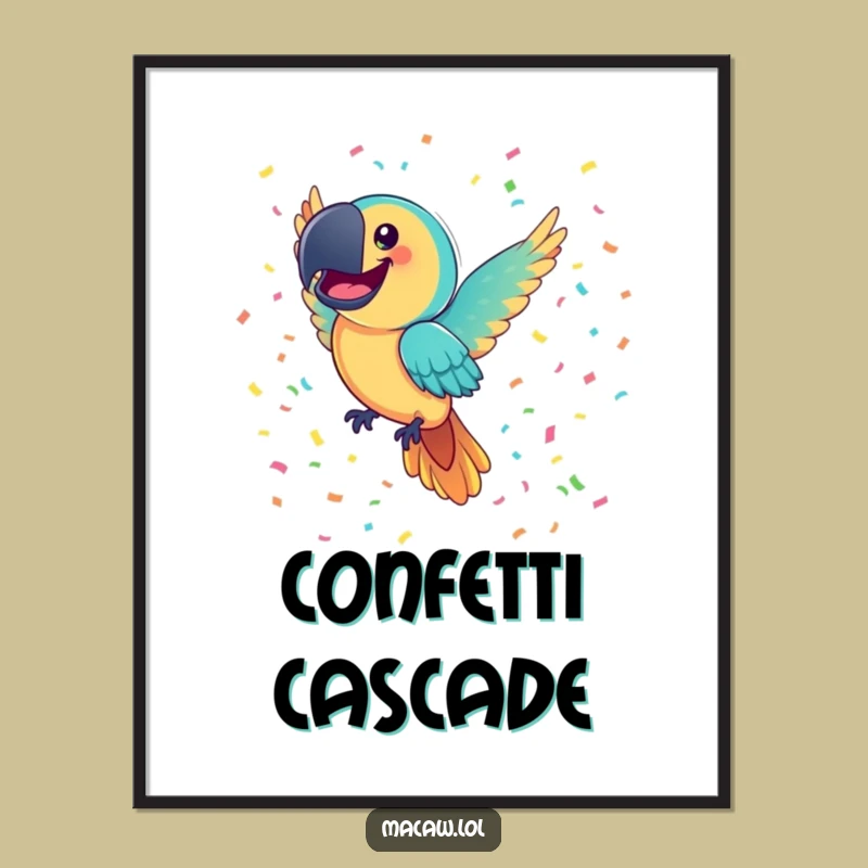Funny Macaw Confetti Digital Print: Instant Party Art, Joyful Download
