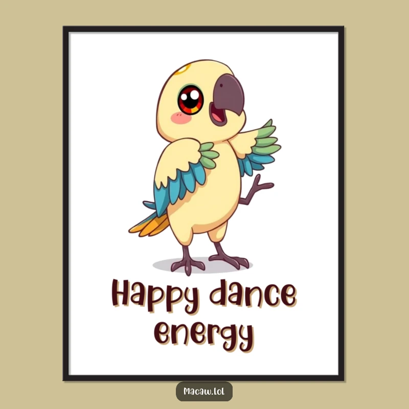 Funny Macaw Dancing Art Print - Happy Bird Download, Instant Funky Decor