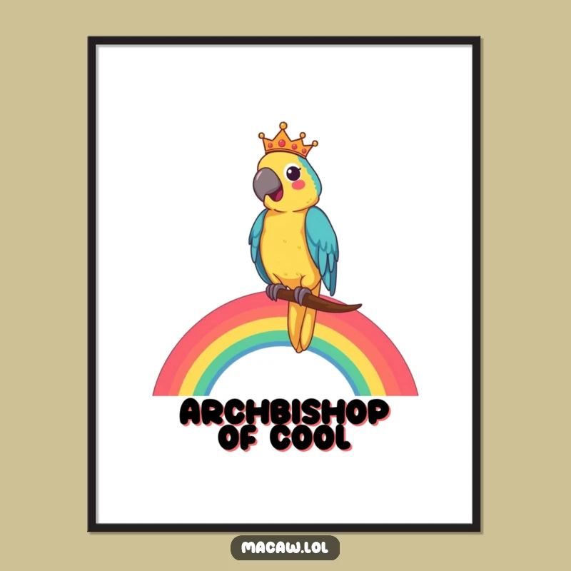 Funny Macaw King Digital Art: Royal Rainbow Perch, Cheerful Download