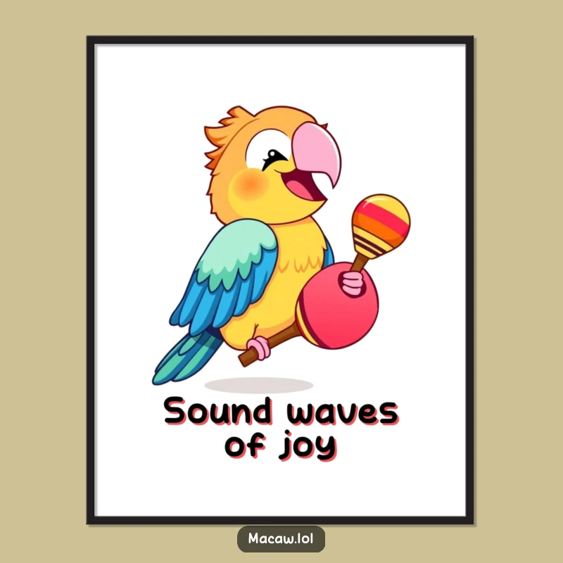 Funny Macaw Maraca Digital Art - Fiesta Bird Wall Decor