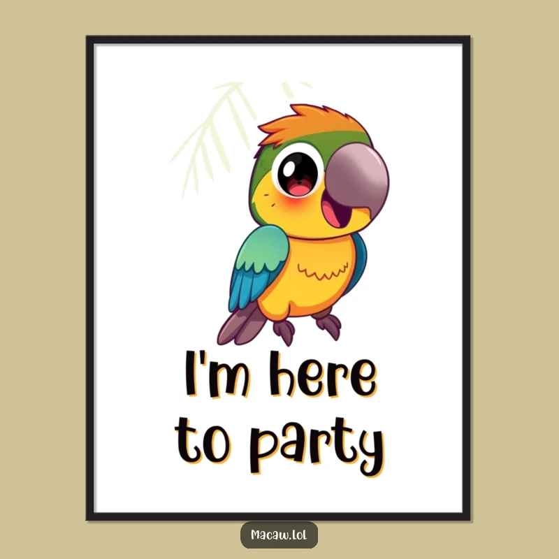 Funny Macaw Digital Art: Vibrant Squawking Bird, Instant Funny Gift