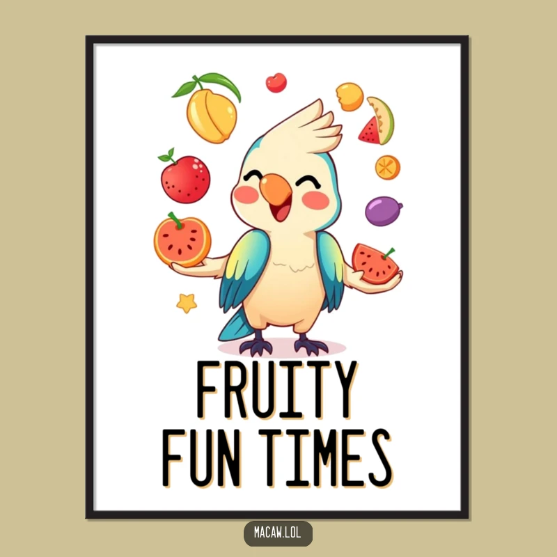 Instant Funny Kawaii Macaw Print: Decorate Walls with Bird's Hilarious Juggling!
