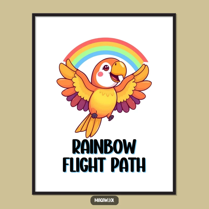 Funny Macaw Rainbow Digital Print: Instant Vibrant Art, Cheerful Download